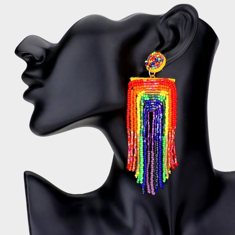 LGBTQ Pride Rainbow Beaded Earrings